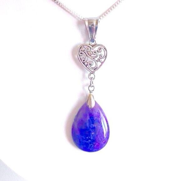 AVC Amethyst Tear Drop & Sterling 925 Silver - Picture 1 of 15